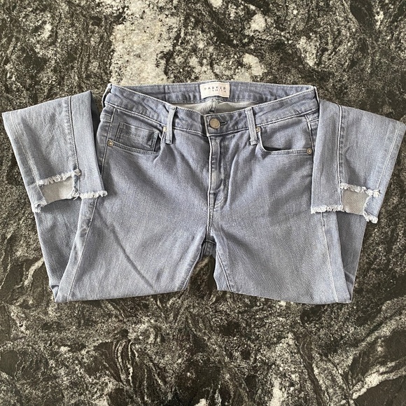 Parker Smith Light Denim Fray Bottom Jeans - Picture 1 of 5